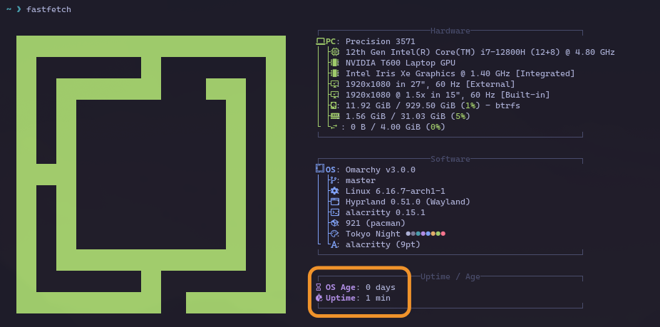 Hyprland desktop on Omarchy